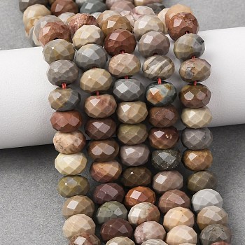 Natural Alashan Agate Beads Strands, Rondelle, Faceted, 8x5.5~6mm, Hole: 1mm, about 62pcs/strand, 15.04''(38.2cm)