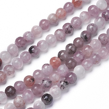 Natural Lepidolite/Purple Mica Beads Strands, Round, 4mm, Hole: 0.6mm, about 105pcs/strand, 15.9 inch(40.5cm)