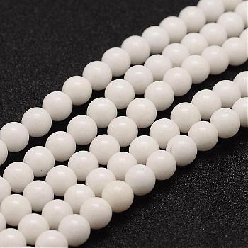 Natural White Jade Bead Strands, Round, 4mm, Hole: 1mm, about 95pcs/strand, 15.5 inch
