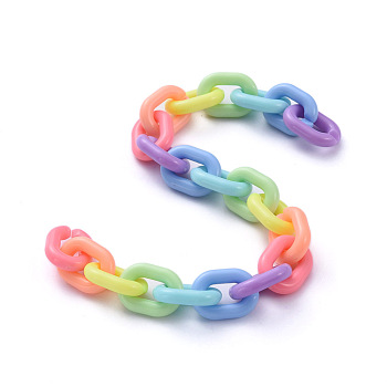 Handmade Acrylic Cable Chains, Colorful, Links: 19x14x4.5mm, 39.37 inch(1m)/strand