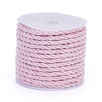 Polyester Cord, Twisted Cord, Pink, 3mm, about 5.46 yards(5m)/roll