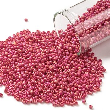 TOHO Round Seed Beads, Japanese Seed Beads, (405F) Opaque ABFrost Cherry, 11/0, 2.2mm, Hole: 0.8mm, about 1110pcs/bottle, 10g/bottle