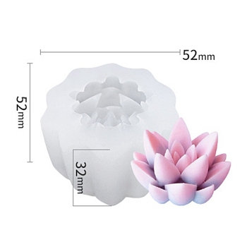 Succulent Plants Shape DIY Candle Silicone Molds, Resin Casting Molds, For UV Resin, Epoxy Resin Jewelry Making, White, 52x52x32mm