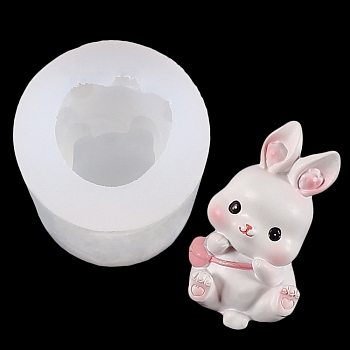 DIY Easter Rabbit Figurine Display Silicone Molds, Resin Casting Molds, for UV Resin & Epoxy Resin Craft Making, Bag Pattern, 62x43.5mm