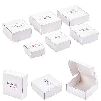 BENECREAT 24Pcs 6 Styles Paper with PVC Candy Boxes, with Square Window, for Bakery Box, Baby Shower Gift Box, Square, White, 4pcs/style