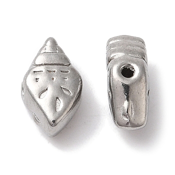 Non-Tarnish 304 Stainless Steel Beads, Conch, Stainless Steel Color, 8x5x3mm, Hole: 0.9mm