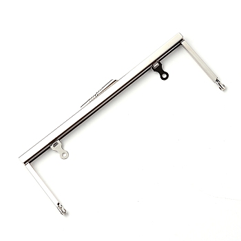 Iron Purse Frame Handle, for Bag Sewing Craft Tailor Sewer, Platinum, 8x20.5x1.25cm, Hole: 3mm