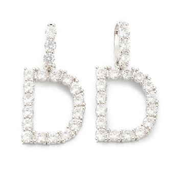 Brass Micro Pave Clear Cubic Zirconia Pendants, Letter, Letter.G, 19~22.5x10.5~20x2.5mm, Hole: 9.5x6mm