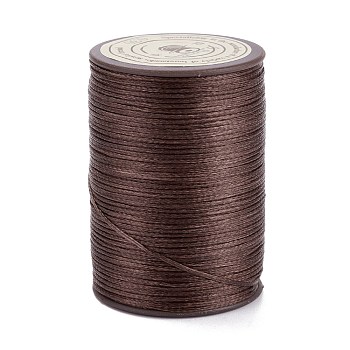 Flat Waxed Polyester Thread String, Micro Macrame Cord, for Leather Sewing Stitching, Coconut Brown, 0.8~0.9x0.3mm, about 109.36 Yards(100m)/Roll
