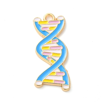 Alloy Enamel Pendants, Golden, DNA, 26.5x12x1.5mm, Hole: 1.6mm