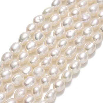 Natural Cultured Freshwater Pearl Beads Strands, Rice, Linen, 4~4.5x3~3.5mm, Hole: 0.5mm, about 81~82pcs/strand, 14.57''(37cm)