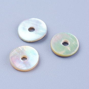 Natural Sea Shell Beads, Disc/Flat Round, Heishi Beads, 8x1.5mm, Hole: 1mm