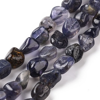 Natural Iolite Beads Strands, Nuggets, 9~13.5x8~9.5x4~8mm, Hole: 0.8mm, about 42~43pcs/strand, 15.35~15.94'')(39~40.5cm)