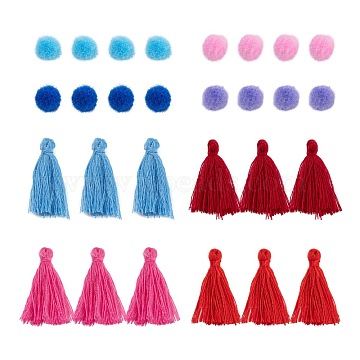 DIY Jewelry Making Kits, Including 80Pcs Handmade Polycotton(Polyester Cotton) Tassel Decorations and 80Pcs Doll Craft Pom Pom Yarn Pom Pom Balls, Mixed Color, 160pcs/bag(DIY-FS0001-83)