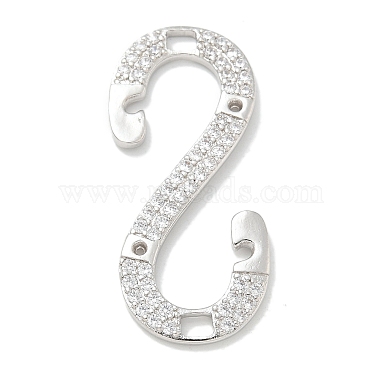 Platinum Clear Letter S Brass+Cubic Zirconia Pendants