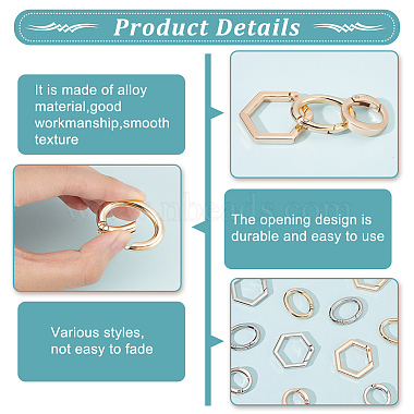 WADORN 12Pcs 6 Styles Alloy Spring Gate Rings(FIND-WR0008-96)-4
