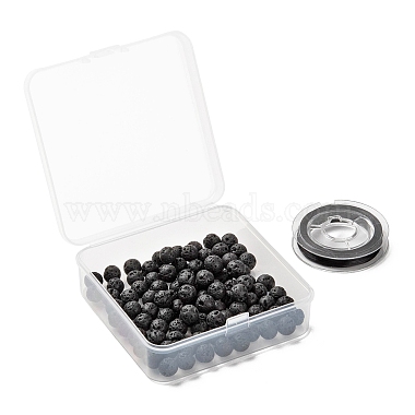 100pcs 8mm perles de pierre de lave naturelle perles rondes(DIY-LS0002-43)-7