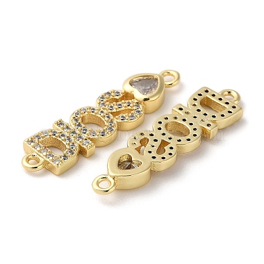 Rack Plating Brass Pave Clear Cubic Zirconia Connector Charms(KK-K332-39G)-2