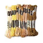 6-Ply Polyester Embroidery Floss, Cross Stitch Threads, Segment Dyed Gradient Color/Christmas/Autumn Color Series, Goldenrod, 0.5mm, about 8.75 Yards(8m)/skein, 12 skeins(OCOR-WH20074-01A-04)
