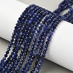 Natural Sodalite Beads Strands, Round, Faceted, 3mm, Hole: 0.6mm, about 122pcs/strand, 15.24 inch(38.7cm)(X-G-L622-C04-3mm)