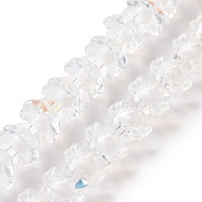 Electroplate Transparent Glass Beads Strands, Flower, AB Color, Clear AB, 11~12x7.5~8mm, Hole: 1.4mm, about 50pcs/strand, 11.42''(29cm)(LAMP-H061-01D-01)
