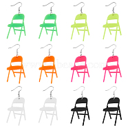 6 Pairs 6 Colors Acrylic Chair Dangle Earrings with Steel Iron Pins, Mixed Color, 71.5x33mm, 1 Pair/color(EJEW-FI0001-56)