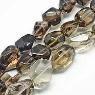 Natural Smoky Quartz Beads Strands, Nuggets, 20~27x15~19x13~15mm, Hole: 1.5mm, about 15~20pcs/strand, 15.7 inch(G-R439-31D)