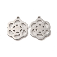 304 Stainless Steel Pendants, Hollow Flower Charms, Stainless Steel Color, 18x15x1.4mm, Hole: 1.4mm(STAS-M089-48P)