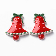 Opaque Resin Cabochons, Christmas Jingling Bell, Red, 25.5x20.5x4mm(CRES-N021-94)
