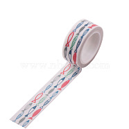 DIY Scrapbook Decorative Paper Tapes, Adhesive Tapes, Fish, White, 15mm, 5m/roll(5.46yards/roll)(DIY-F016-P-21)