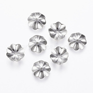304 Stainless Steel Bead Caps, Multi-Petal, Stainless Steel Color, 8x2mm, Hole: 1mm(STAS-G161-17P)