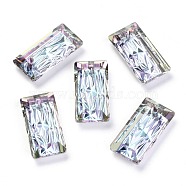 Embossed Glass Rhinestone Pendants, Rectangle, Faceted, Vitrail Light, 20x10x5mm, Hole: 1.6mm(GLAA-J101-07B-001VL)