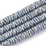 Electroplate Non-magnetic Synthetic Hematite Beads Strands, Wavy, Flat Round/Disc, Blue Plated, 6x6x2mm, Hole: 1mm, about 220pcs/strand, 15.74 inch(G-N0322-01A)