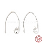 925 Sterling Silver Earring Hooks, Marquise Ear Wire, with S925 Stamp, Silver, 21 Gauge, 21x0.7mm, Hole: 3mm(STER-M117-01S)