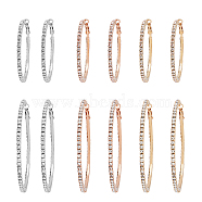 6 Pairs 6 Style Crystal Rhinestone Big Hoop Earrings, Alloy Jewelry for Women, Mixed Color, 50~70x2.8~3mm, Pin: 0.7~0.8mm, 1 Pair/style(EJEW-FI0001-35)