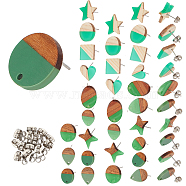 PandaHall Elite DIY Two Tone Stud Earring Making Finding Kits, Including 5Pairs Resin & Wood Stud Earrings & 5Pairs Stud Earring Findings, 20Pcs 304 Stainless Steel Ear Nuts, Mixed Color, 40pcs/box(DIY-PH0006-52)