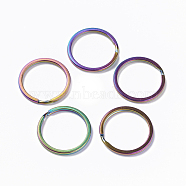 Ion Plating(IP) 304 Stainless Steel Split Key Rings, Keychain Clasp Findings, Rainbow Color, 25x2mm(STAS-L216-09B)