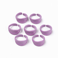 Spray Painted Alloy Cuff Rings, Open Rings, Cadmium Free & Lead Free, Medium Orchid, Inner Diameter: 9.5mm(RJEW-T011-06-RS)