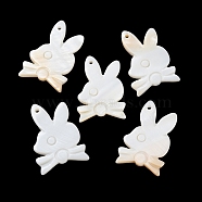 Natural Freshwater Shell Pendants, Rabbit Charms, Navajo White, 33x21~22x3mm, Hole: 1.6mm(BSHE-Z003-23)