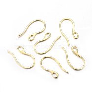 304 Stainless Steel Earring Hooks, with Horizontal Loop, Golden, 22x11.5x1mm, Hole: 3x2mm, 21 Gauge, Pin: 0.7~1mm(X-STAS-O110-19G)