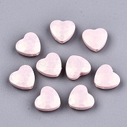 Spray Painted Acrylic Beads, Rubberized Style, Faceted, Heart, Pink, 10.5x11.5x5mm, Hole: 1.5mm, about 1350pcs/500g(MACR-T037-07D)