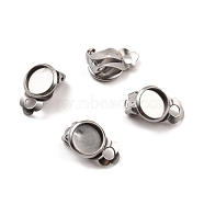 316 Stainless Steel Clip-on Earring Findings, Earring Settings, Flat Round, Stainless Steel Color, Tray: 8mm, 15x10x8mm, Hole: 3mm(STAS-I187-02B-P)