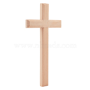 Wooden Cross Hanging Wall Decorations, Religion Theme, Beige, 310x150x20mm, Hole: 18x9.5mm(HJEW-WH0036-45)