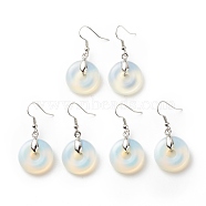 Opalite Donut Dangle Earrings, Platinum Plated Brass Jewelry for Women, Cadmium Free & Lead Free, 41mm, Pin: 0.6mm(EJEW-G300-01P-04)