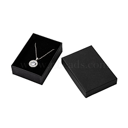 Rectangle Cardboard Jewelry Set Boxes, for Necklaces, Earrings and Rings, Black, 90x65x28mm, with Sponge(X-CBOX-S008-04)