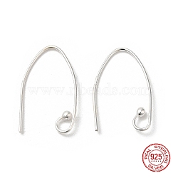 925 Sterling Silver Earring Hooks, Marquise Ear Wire, with S925 Stamp, Silver, 21 Gauge, 21x0.7mm, Hole: 3mm(STER-M117-01S)