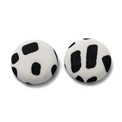 Cotton Cloth Cabochons, with Aluminum, Half Round, Black & White, Mixed Color, 19.5x5.5mm(FIND-F011-02B)