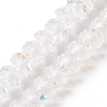 Electroplate Transparent Glass Beads Strands, Flower, AB Color, Clear AB, 11~12x7.5~8mm, Hole: 1.4mm, about 50pcs/strand, 11.42''(29cm)