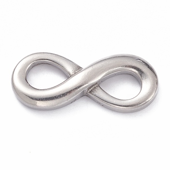304 Stainless Steel Links Connectors, Infinity, Stainless Steel Color, 11x26x4mm
