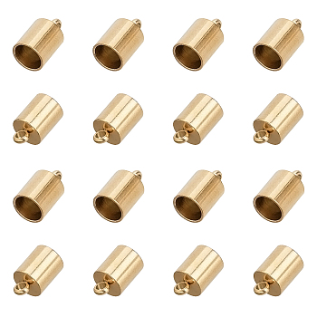 304 Stainless Steel Cord Ends, End Caps, Golden, 10x6mm, Hole: 2mm, Inner: 5mm, 30pcs/box